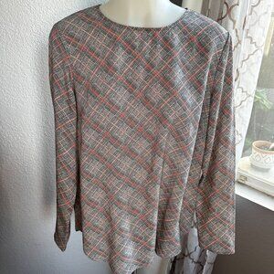 Dalia Womens Plaid Long Sleeve Blouse Size M Black/White/Red